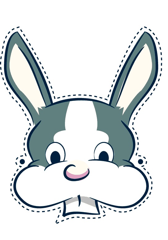 çocuklar için hazır kağıttan Tavşan maskesi şablonu